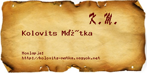 Kolovits Mátka névjegykártya
